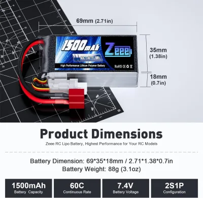 Batterie LiPo 2S 1500 mAh, lot de 2 – image 2