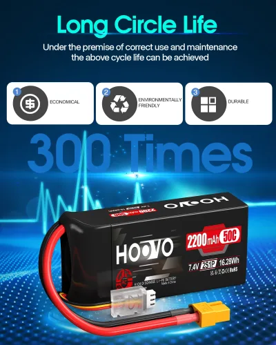 Batterie LiPo 2S 7,4 V 2200 mAh, lot de 2 – image 3