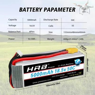Batterie LiPo 5000 mAh prise en T – image 2