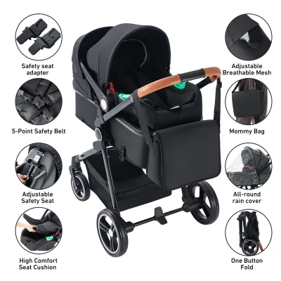 Poussette pliable 3 en 1 en aluminium – image 2