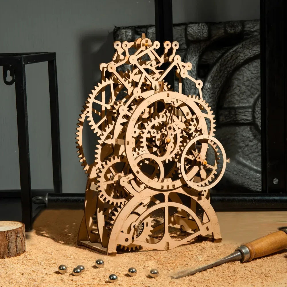 Puzzle 3D mécanique en bois à monter