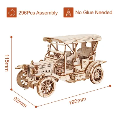 Puzzle 3D voiture classique en contreplaqué – image 2