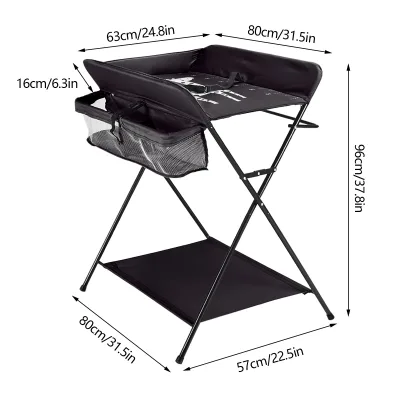 Table à langer pliante noire – image 3