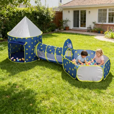 Tente de jeu étoiles avec piscine à balles – image 2