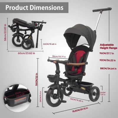 Tricycle poussette pliable 7 en 1 – image 2