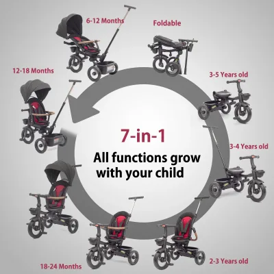 Tricycle poussette pliable 7 en 1 – image 3